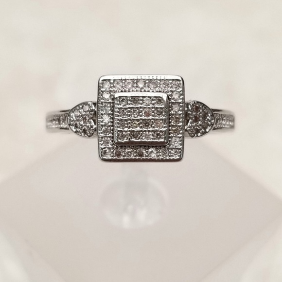 Sterling Square Pave Ring - Picture 3 of 8